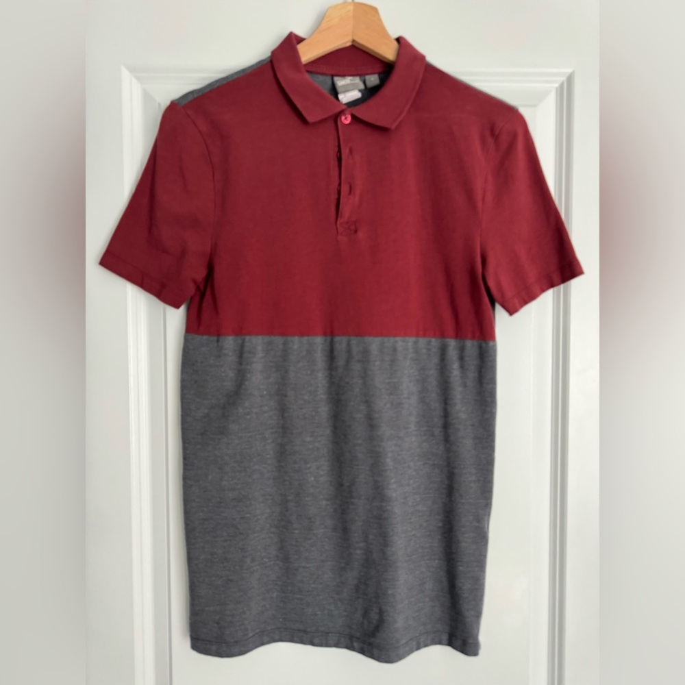 ASOS Two-Tone Red and Gray Polo Shirt